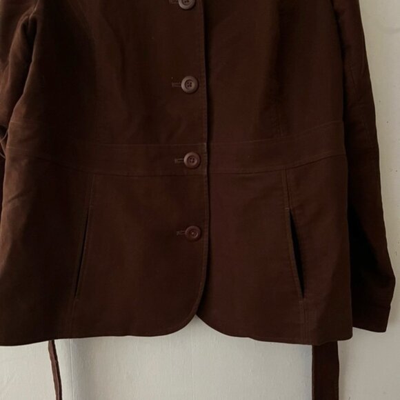 LL Bean Brushed Cotton Belted Barn Jacket Brown Size XL - Picture 4 of 10